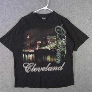 Cleveland C-Town Shirt Mens XL Black Night Skyline Cityscape Graphic Anabil Tee